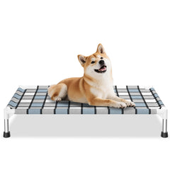 Caghash cama para perro elevada exterior con dimensiones 34x20x6-5, ideal para descanso al aire libre.