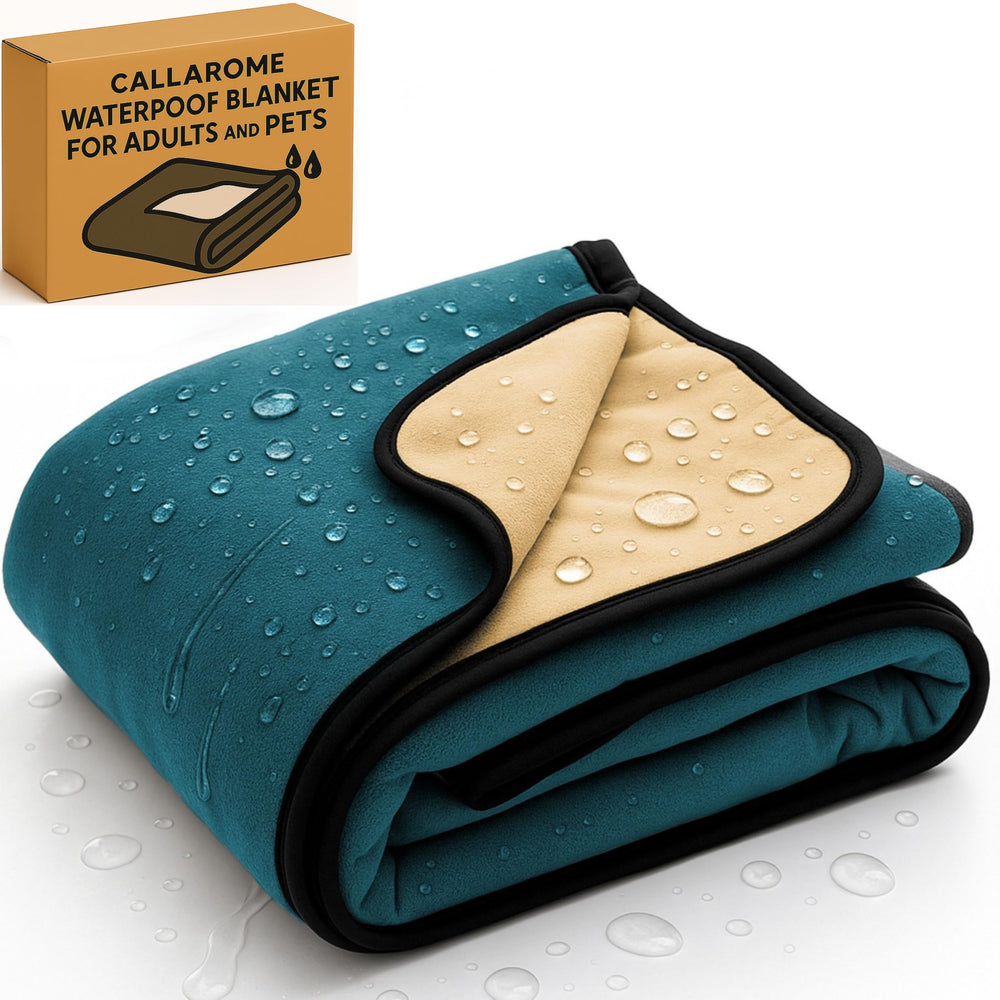 Callarome manta impermeable sobre la cama protege derrames y pelo de mascotas.