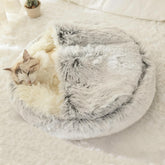 Cama Gato Redonda Capucha Peluche: refugio cálido