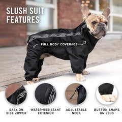 Canada Pooch Traje de lluvia: cuello ajustable para un ajuste personalizado.