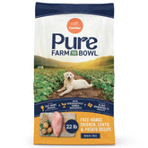 CANIDAE Pure Farm to Bowl muestra pollo de campo para perros activos, proteína principal de alta calidad.