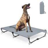 CANINE CANYON Daisy Cot en modo plegado, perfecto para viajar y acampar.