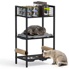 Canyave 4en1 mueble para gatos con rascador y cama, ideal para descanso y juego.