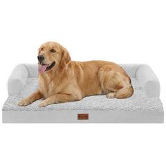 Casa Paw cama ortopédica extra grande, vista frontal, soporte cómodo para perros de gran tamaño.