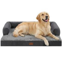 Casa Paw cama ortopédica para perros grandes con espuma en formato huevo y soporte.