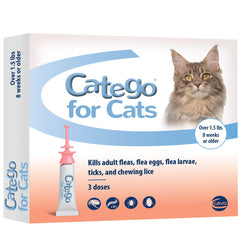 Catego para gatos: aplicación tópica fácil para protección rápida.