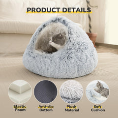 CATISM cama con capucha de felpa, interior de la cueva, espacio privado para tu gato.