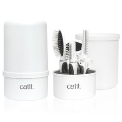 Catit kit pelo largo con cepillo de alfileres para gatos, cuidado diario
