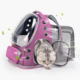 Cawypety mochila expandible para gatos con ventana burbuja frontal para exploración segura.