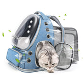 Mochila expandible de Cawypety para gatos con ventana burbuja, exploración segura.