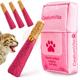 CealumVita palitos gatunos enrollados a mano con hierba gatera, ideal para juego suave y estimulación sensorial.