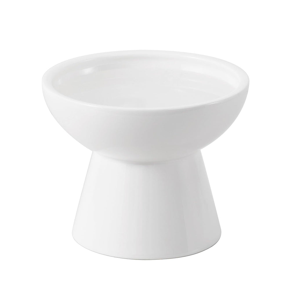Ceefu tazón cerámico elevado para gatos, vista frontal, altura de 5 pulgadas para postura cómoda.