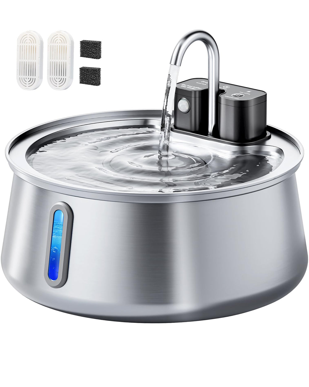 CEESC bebedero inox con capacidad 4L, sin cables, ideal para hogares con varias mascotas