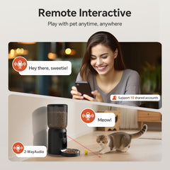 Centvicam control desde app para despachar comida programada y ver en vivo.