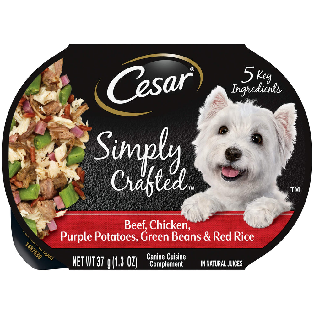 CESAR SIMPLY CRAFTED envase frontal, realza el sabor diario del perro.