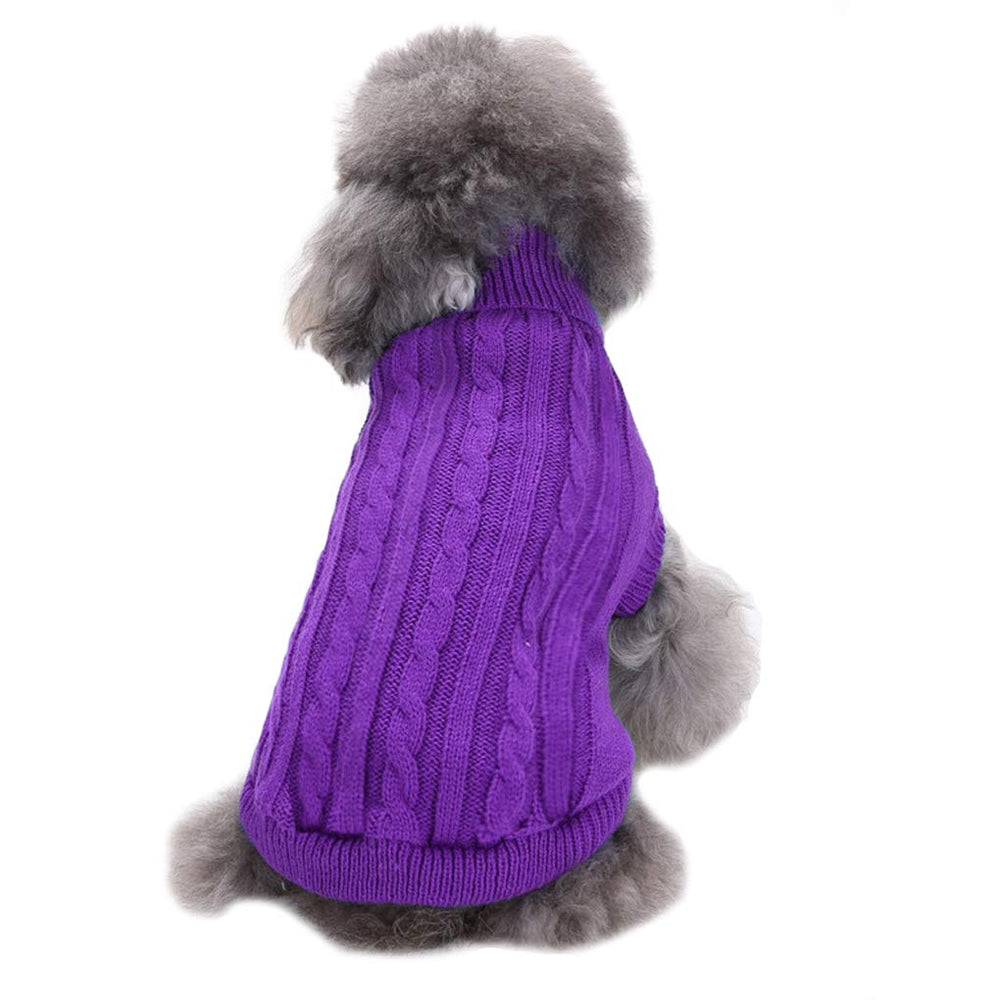 CHBORCHICEN suéter para perro pequeño, tejido morado y cálido para paseos.