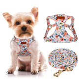 CHEDE arnés floral sin tirones para perros pequeños, cómodo y seguro en paseos.