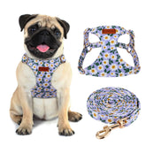 CHEDE arnés para perro pequeño, floral morada, cómodo y ligero para paseos diarios.