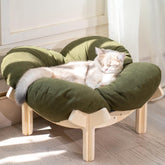 Cama elevada CHEERHOME PETS para gato con base de madera y cojín cómodo.