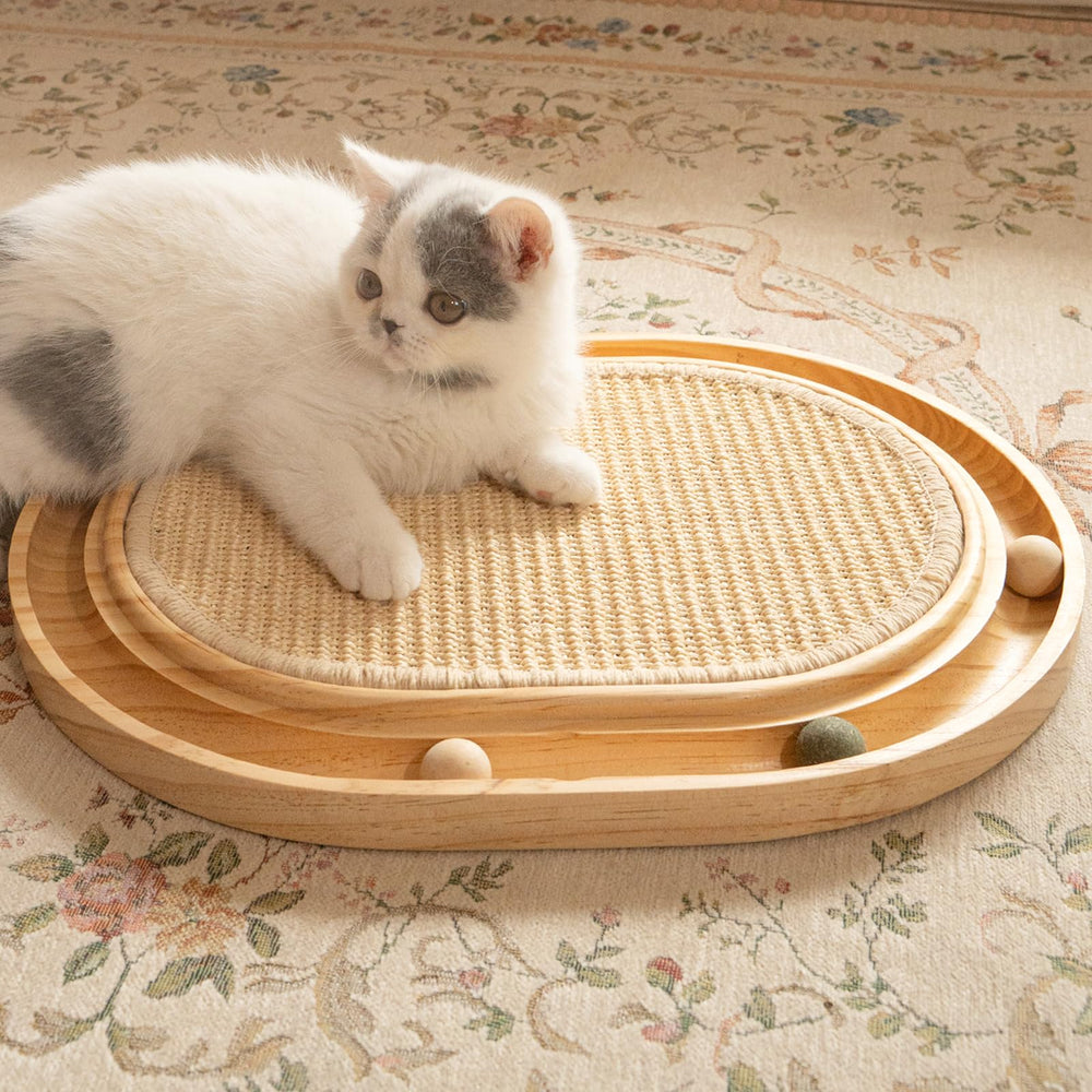 CHEERHOME PETS rasca-sisal de gato con pista de bolas para juego interactivo