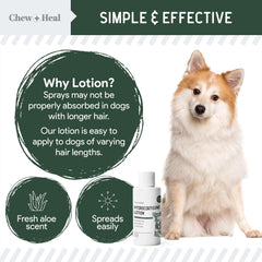 Patas del perro con irritación tratadas con la loción de Chew + Heal Labs