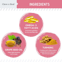 Piel y pelaje saludables gracias al omega-3 de pescado de Chew + Heal Labs.