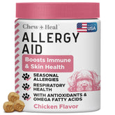 Premios suaves Chew + Heal Labs para alergias en perros y gatos.