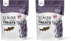 Chew + Heal Labs Senior Soft Jerky Salmón: empaque doble de 12 oz para perros mayores.