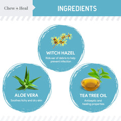 Aplicación de gotas Chew y Heal Labs para limpieza suave de oídos