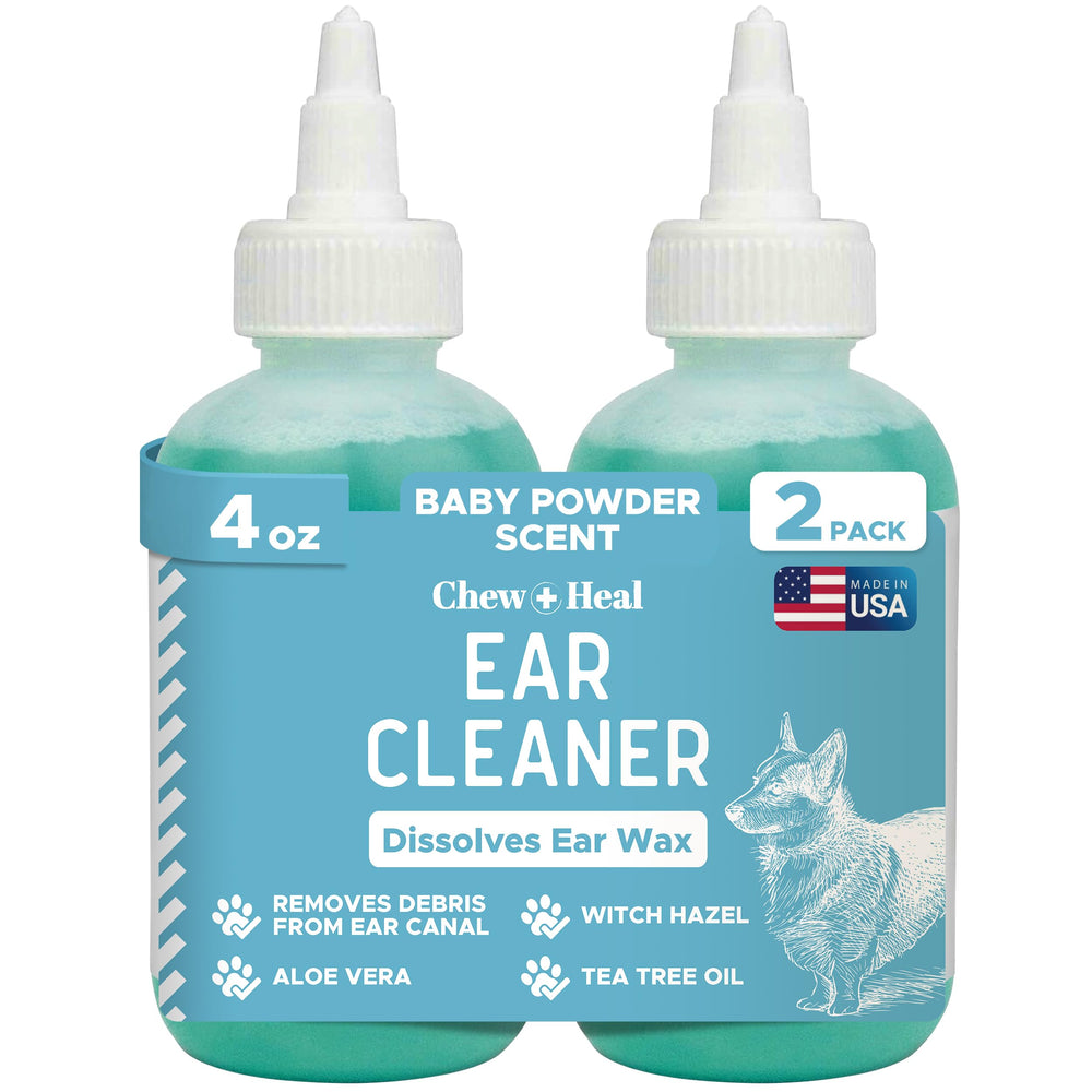 Chew y Heal Labs limpiador de oídos para perros y gatos, elimina cerumen