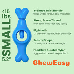 ChewEasy tornillo largo garantiza agarre firme en barras de diferentes grosores.