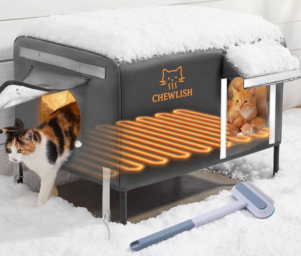 Chewlish casa-gato-exterior-calentamiento: refugio cálido para gatos al aire libre.