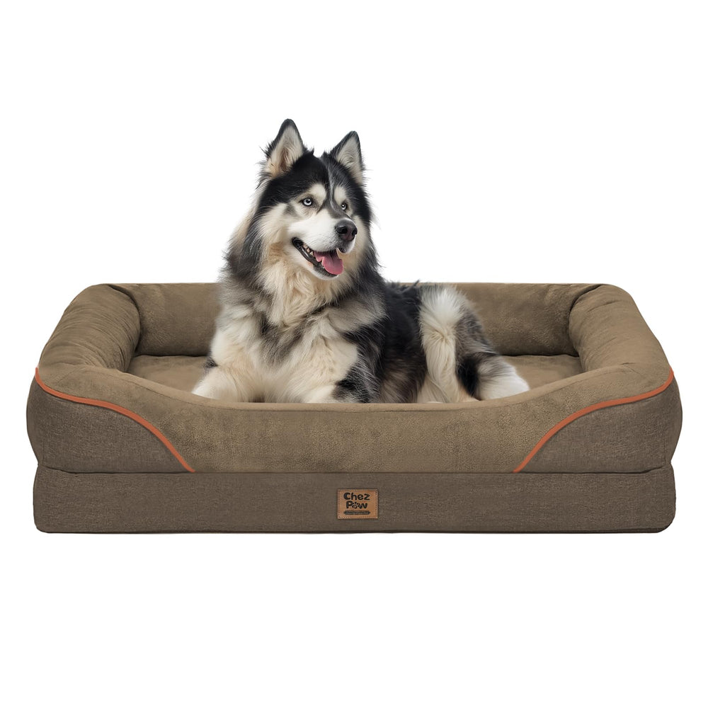 Cama ortopédica Chez Paw con bordes 360°, soporte y confort para dormir.