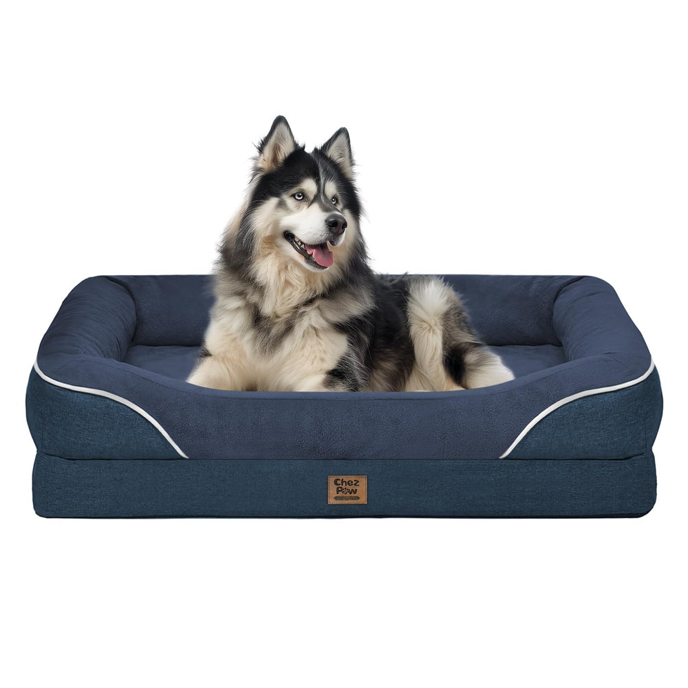 Cama ortopédica Chez Paw para perros grandes con bolsters removibles y soporte cómodo