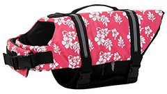 Chaleco Salvavidas ChezAbbey para perro ajustable en rosa con flores, cómodo y visible en el agua.