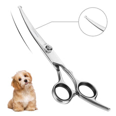 Chi-buy tijeras curvas para mascotas con puntas redondas, seguridad al recorte del rostro.