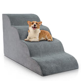Chic Threads escaleras para perro hacia cama alta con cuatro pasos, subida suave.