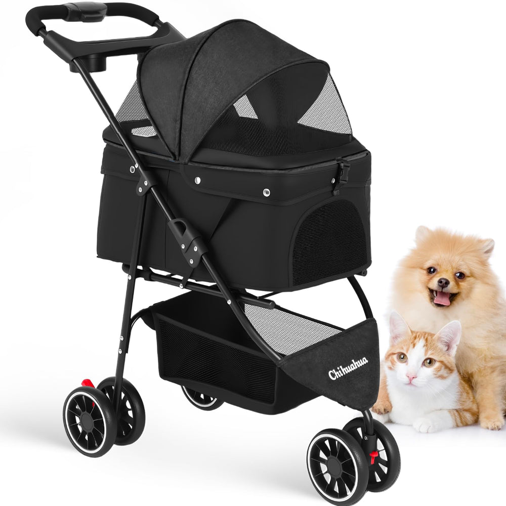 Chihuahua paseador de mascotas con 3 ruedas plegable, ideal para viajes y paseos.