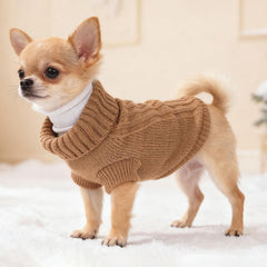 Suéter para chihuahua blanco con cuello alto suave, perfecto