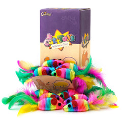 CHIWAVA juguete gato sonajero con plumas para estimulación sensorial.