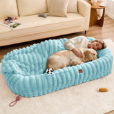 ChiXnuggle cama humana con rayas azules para mayor comodidad y amplitud