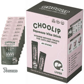 Choolip Squeeze Vita Stick: empaque visible, complemento práctico para mascotas en casa.
