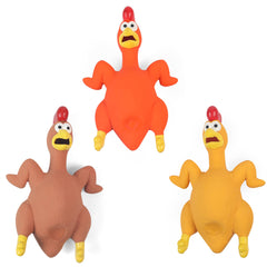 Juguete de pollo con sonajero de ChubbyPiggies para perros, ideal para juego interactivo.