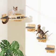 Chuiendi estantería de pared para gatos con 3 escalones, ideal para trepar y descansar.