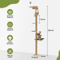 Chuiendi torre-gatos-pared-juguetes, área de juego integrada para la concentración.