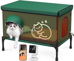 Chumajor casa para gatos exterior con cámara 2K para monitoreo remoto