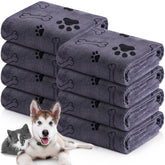 Chumia toallas para perros, 8 piezas gris, en primer plano para secado cómodo.