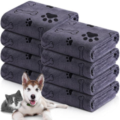 Chumia toallas para perros, 8 piezas gris, en primer plano para secado cómodo.