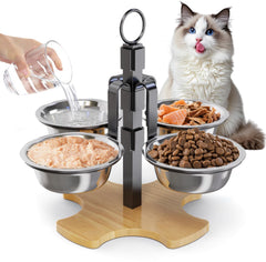 CILXGQLN platos elevados para gatos con cuencos de acero, comida más estable.