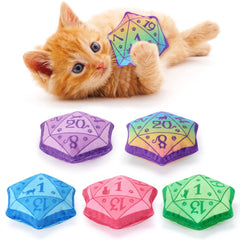 Juguete D20 de CiyvoLyeen en colores vibrantes para juego interactivo con gatos.